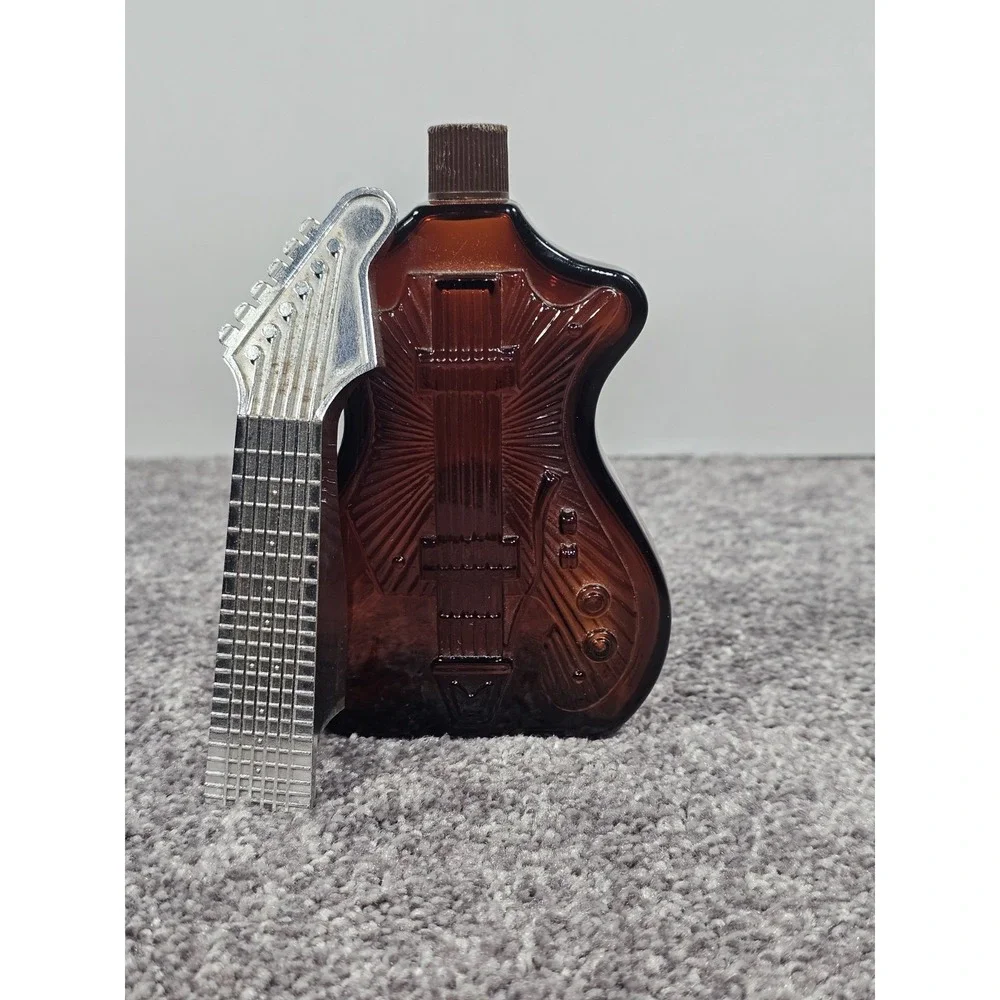 Avon Electric Guitar empty Lotion Bottle Mens 6oz‎ AmberGlass Vintage Rockabilly